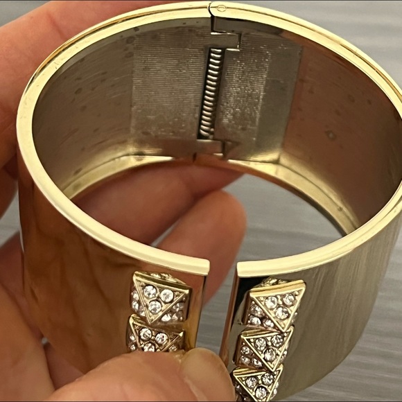 Victoria Secret Gold Cuff Bracelet with CZ Diamond Pyramids - Picture 5 of 8